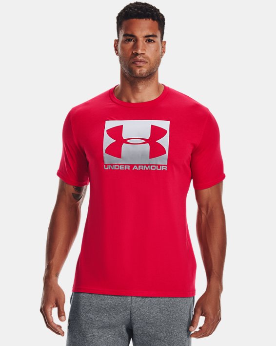 Men's UA Boxed Sportstyle Short Sleeve T-Shirt, Red, pdpMainDesktop image number 1